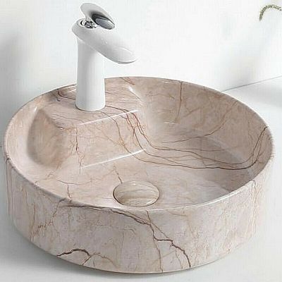 mambo beige marble Ø41x12cm νιπτήρας επικαθήμενος