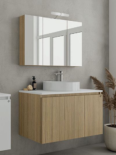 verona 100 white top - slavonia oak & strada set έπιπλο